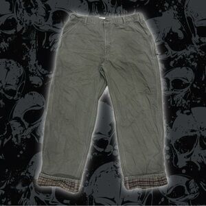 Stylish Green Cargo Pants with Plaid Detail